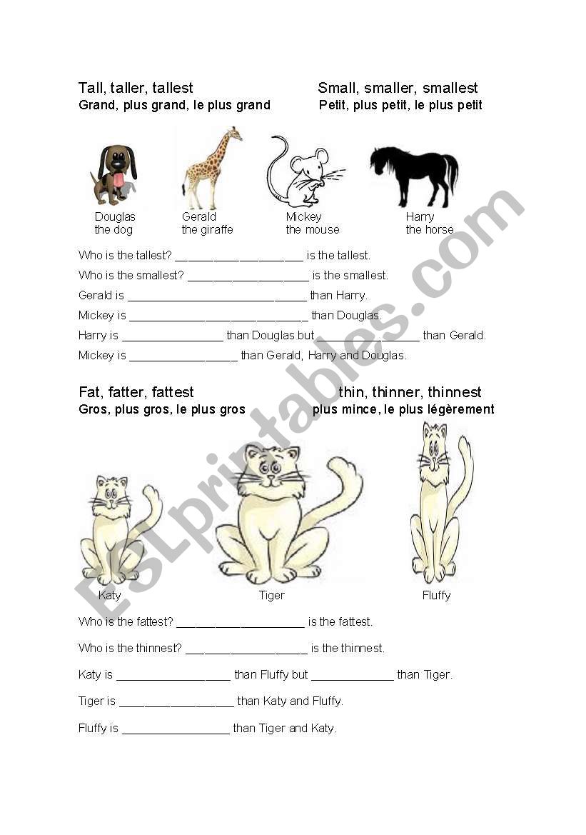 Tall, Taller, Tallest worksheet