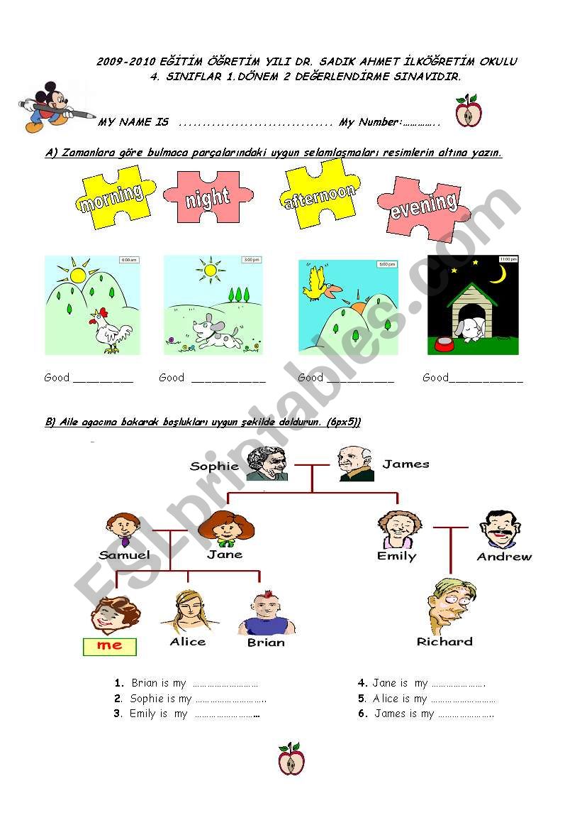 exam for 4th grade students worksheet