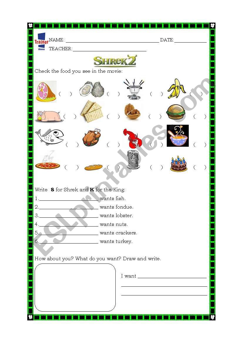 Shrek video worksheet worksheet