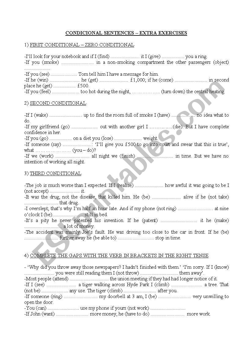 Conditionals worksheet