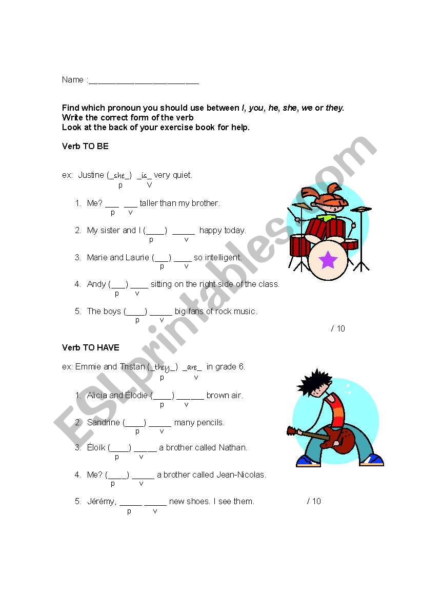 To Be an to Have worksheet