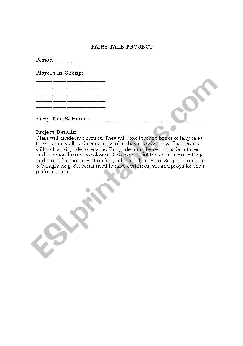 Fairy Tale  worksheet