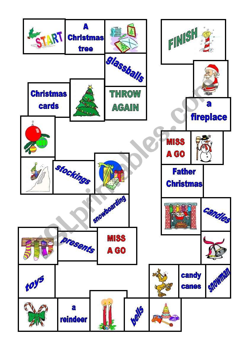 Christmas board game worksheet