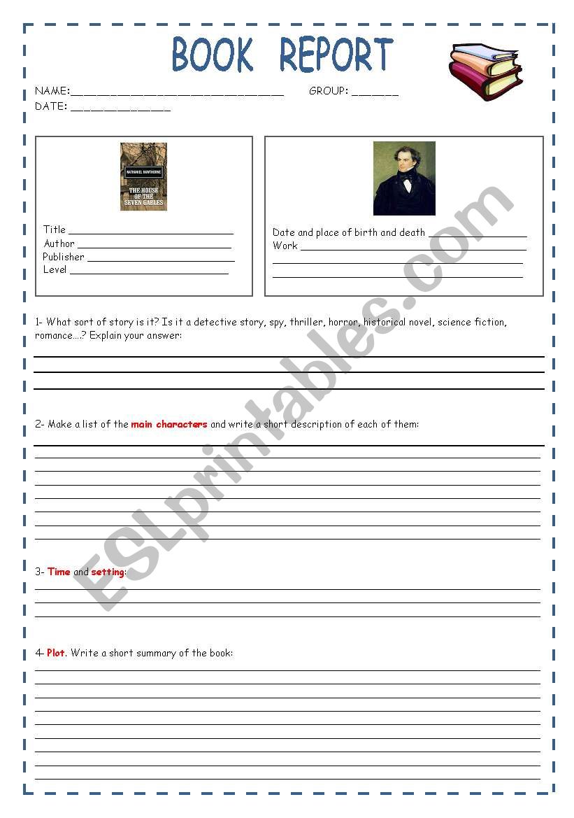 BOOK REPORT worksheet