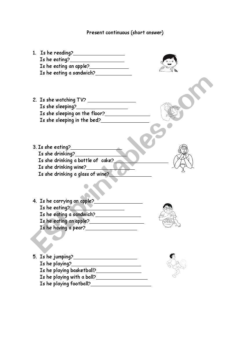 Present continuous (short answer)