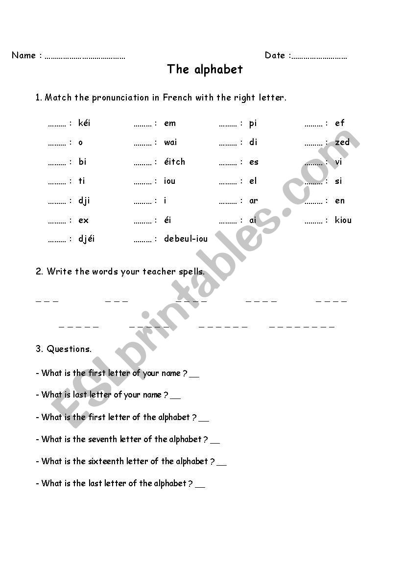 Alphabet worksheet