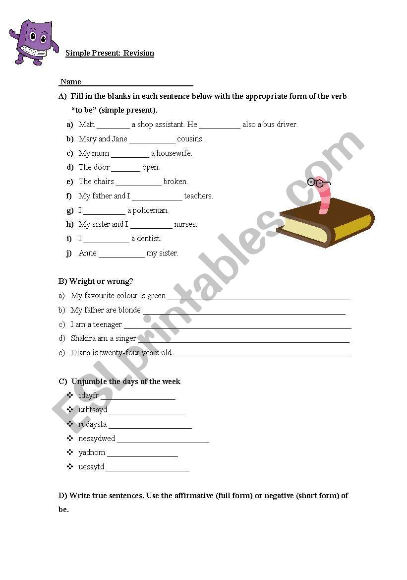 Simple Present  (to be) revision