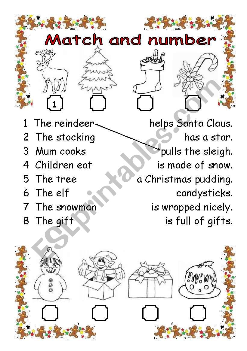 match and number worksheet