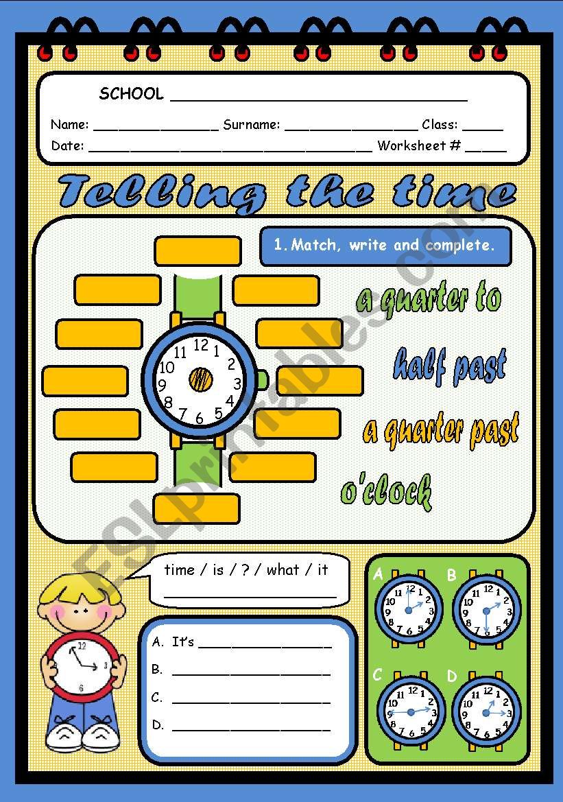 TELLING THE TIME (2 PAGES) worksheet