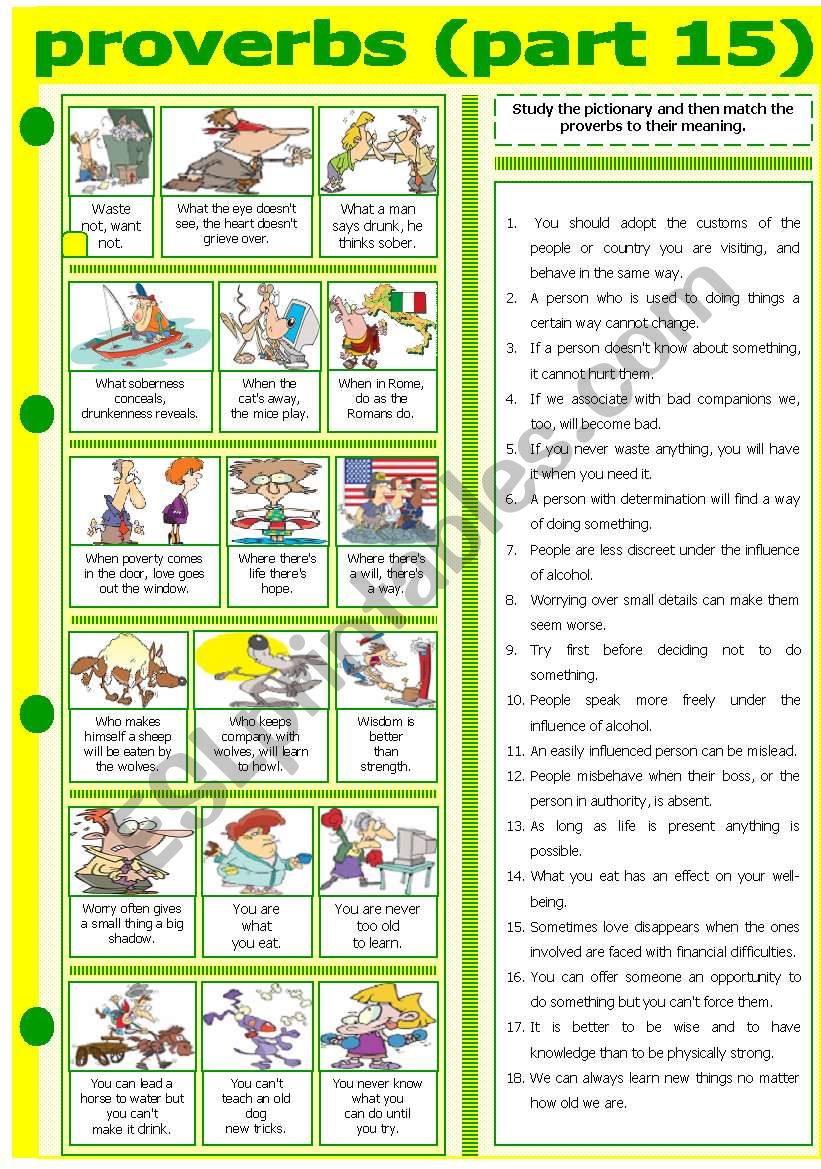 PROVERBS - PART 15 worksheet