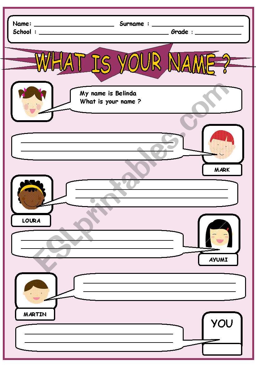 what is your name worksheet