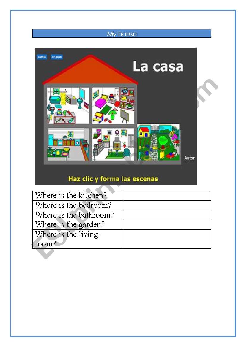 My house worksheet