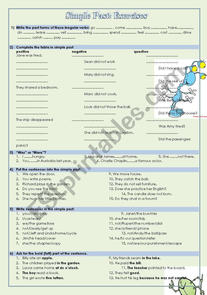 Exercises on Simple Past  (sheet 2) 