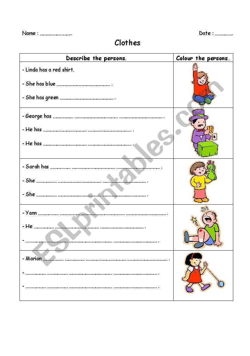Clothes worksheet