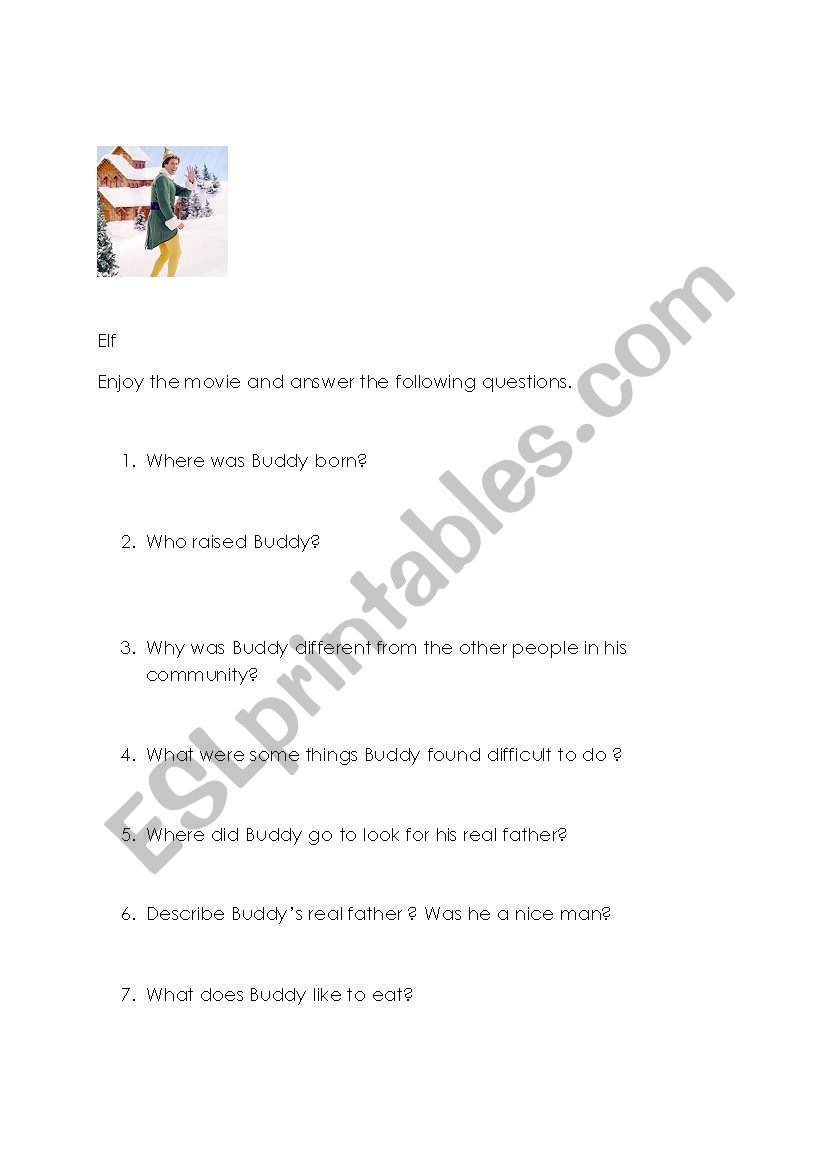 Elf - Comprehension  worksheet