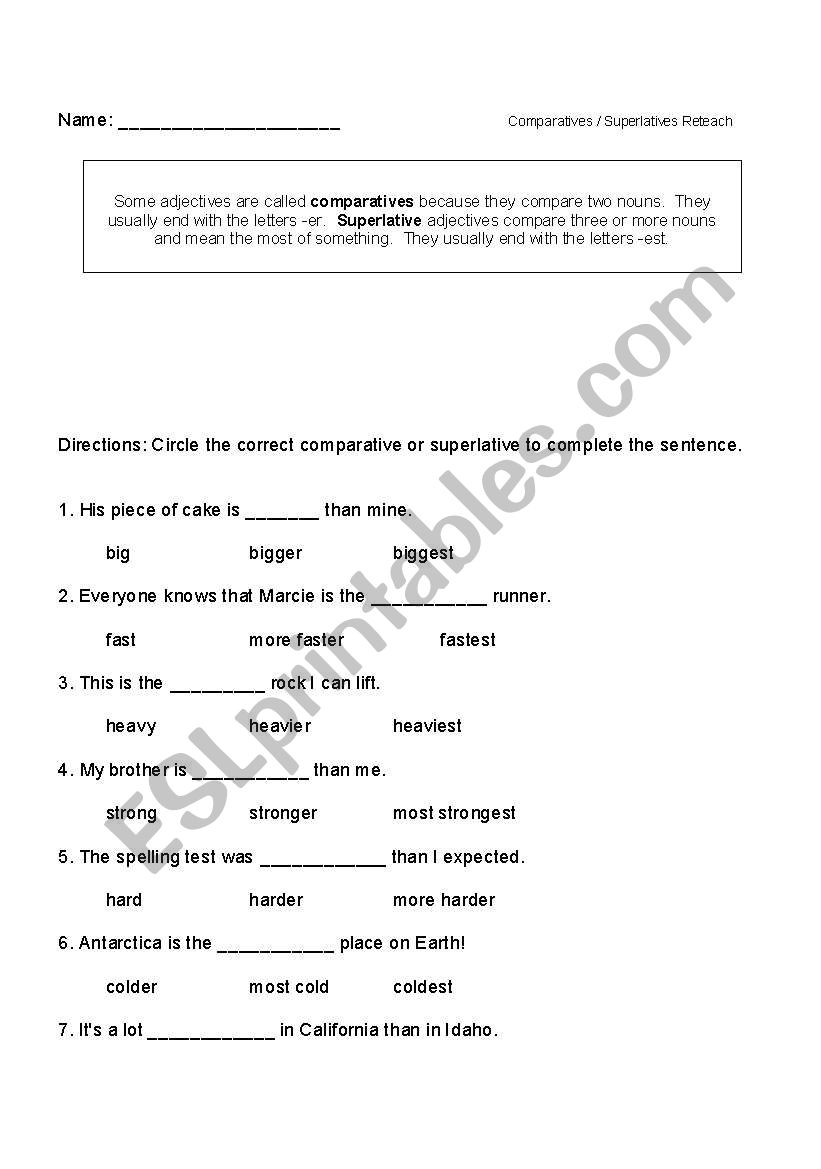 Comparatives and Superlatives Review