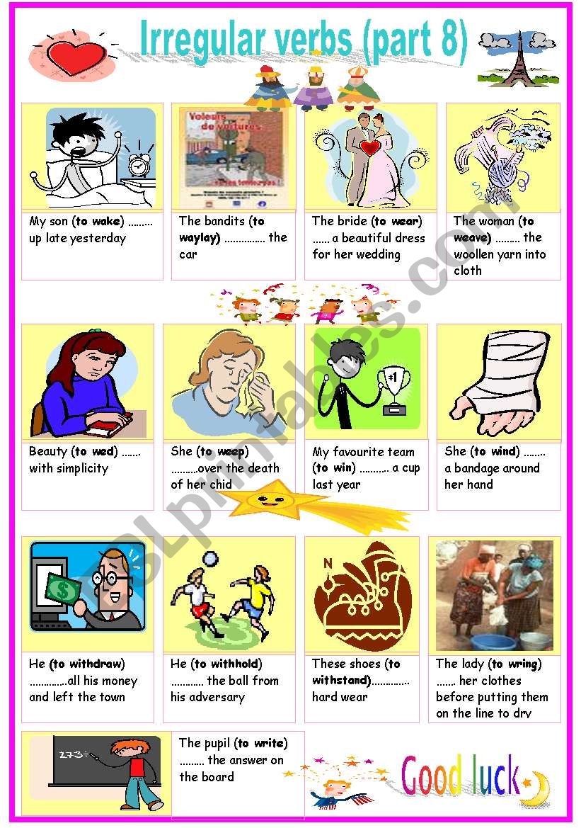 irregular verbs worksheet