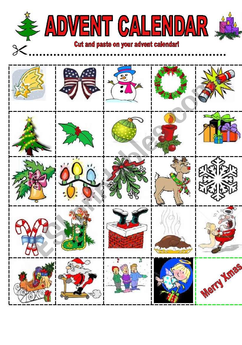 Advent Calendar worksheet