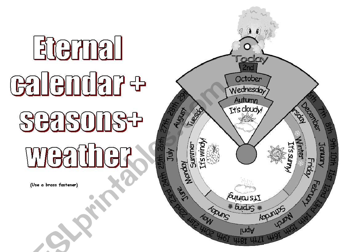 Eternal calendar + seasons + weather (B/W version)