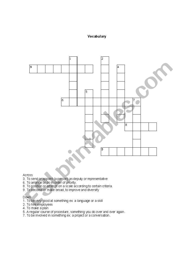 Communication vocabulary crossword puzzle