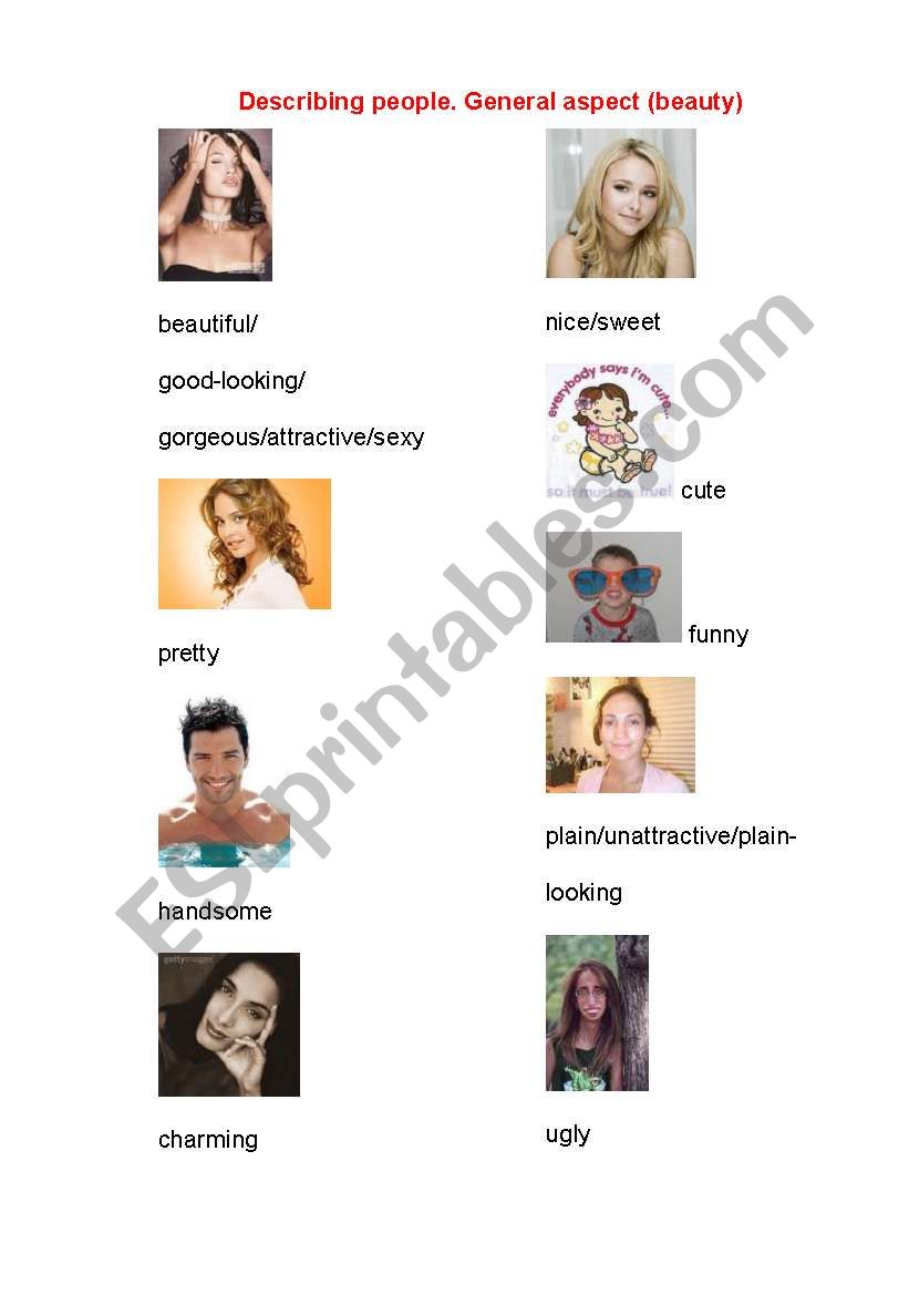 Describing people. Pictionary. Beauty