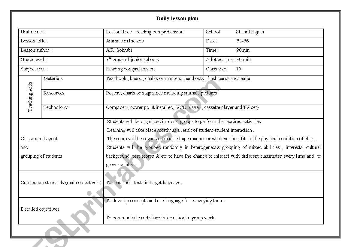  Animals in the zoo worksheet