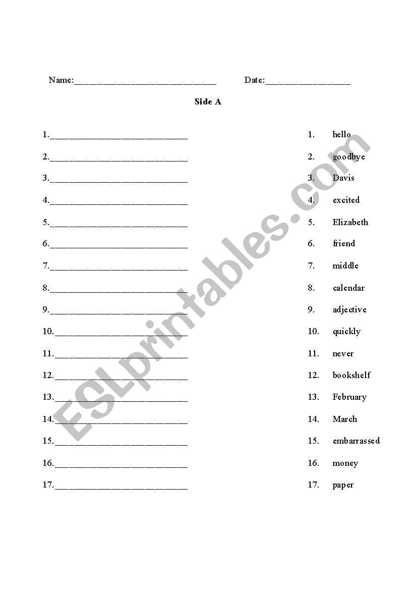 Pairs Alphabet Exercise worksheet