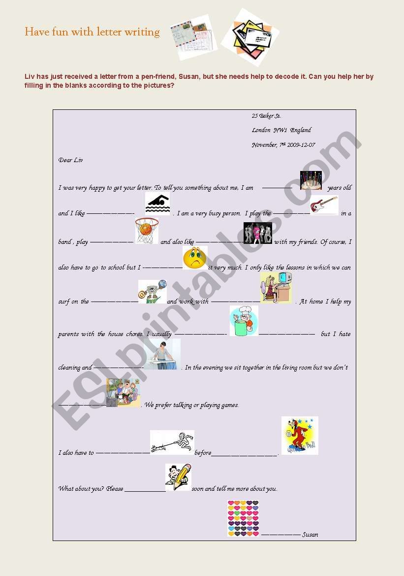 Encoded letter (with key) worksheet