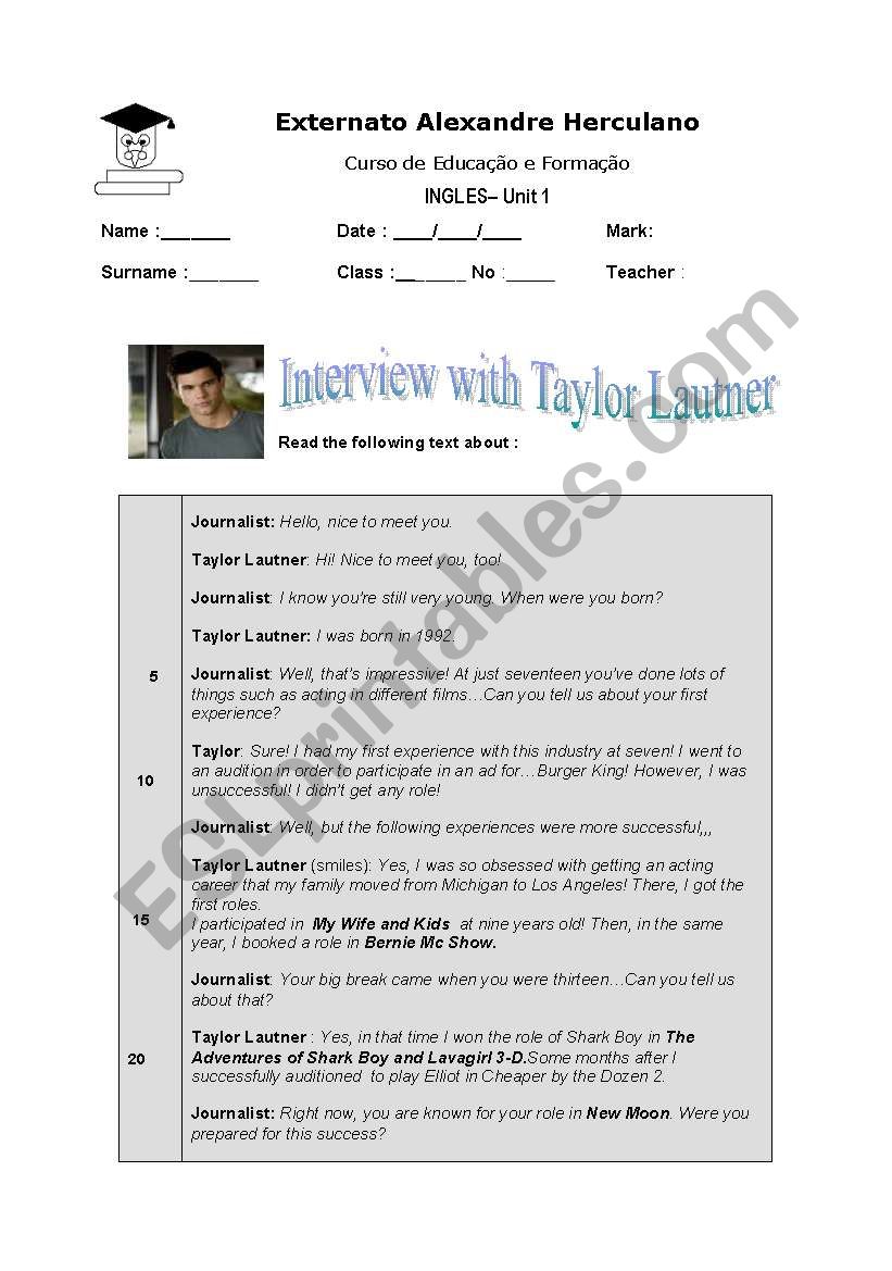 English Test _Twilight_3 worksheet