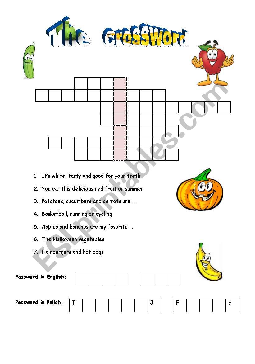 The crossword - healthy lifestyle, food