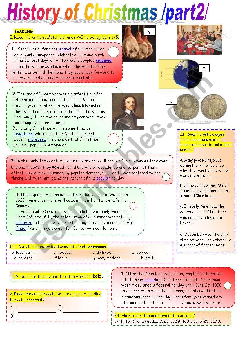 History of Christmas /part2/  with KEY -coloured+ Black&White