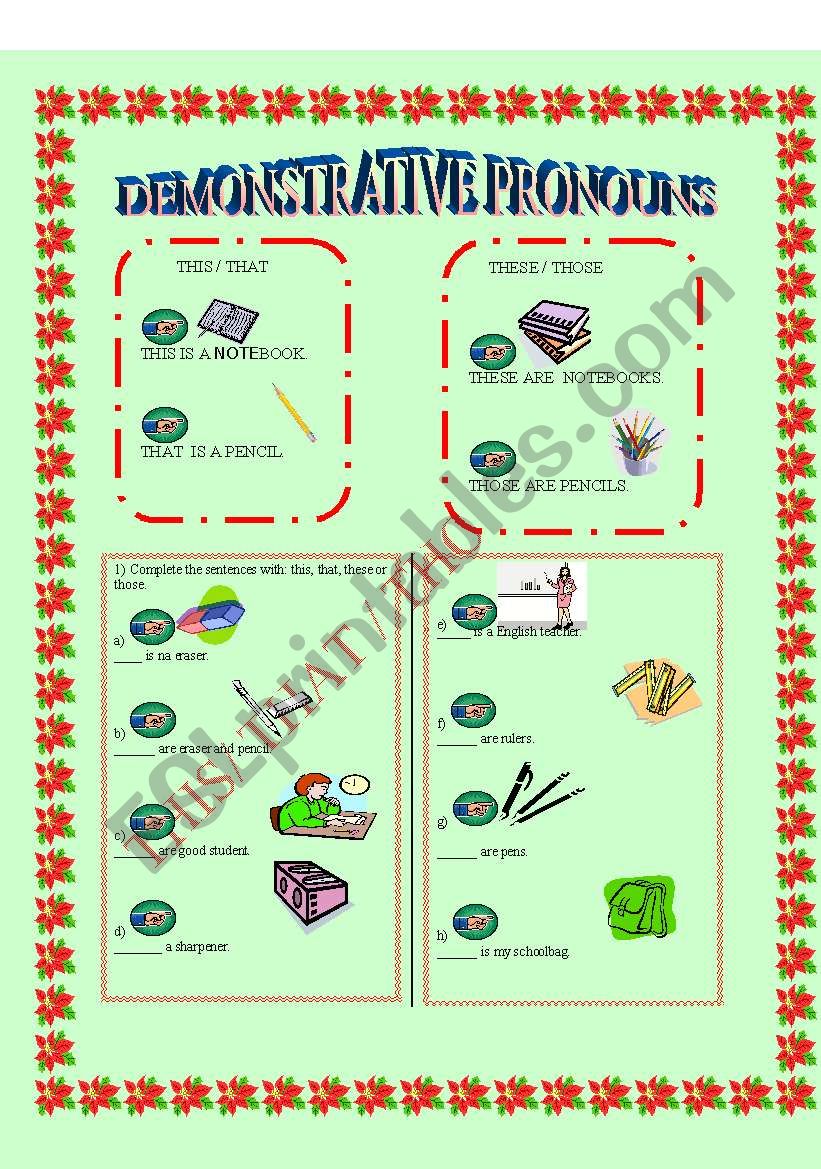 DEMONSTRATIVE PRONOUNS worksheet