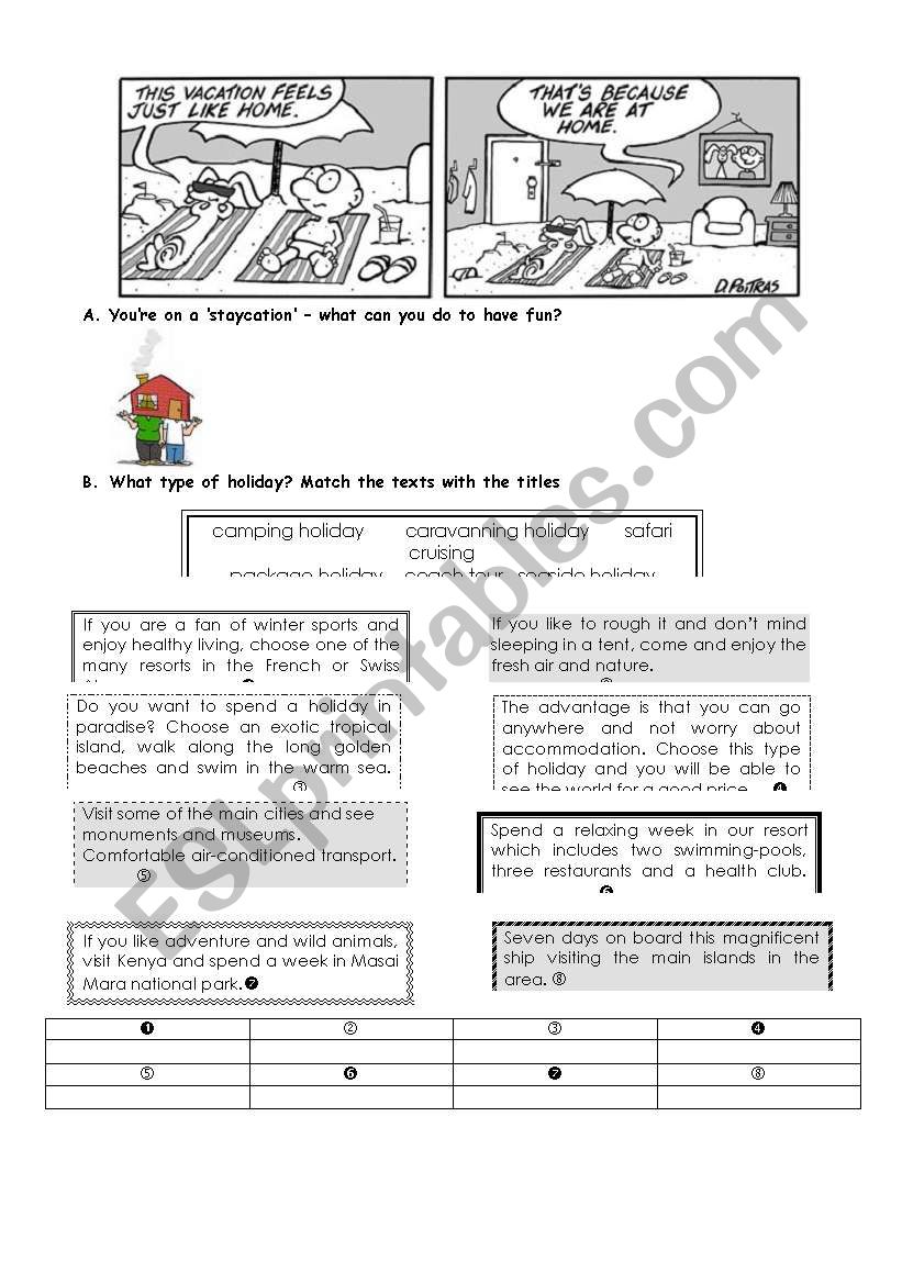Holidays worksheet