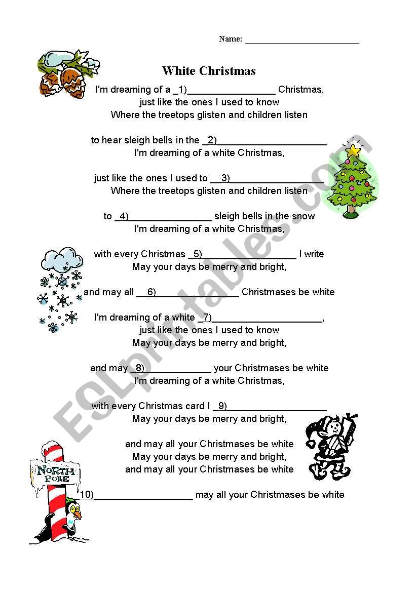 White Christmas worksheet