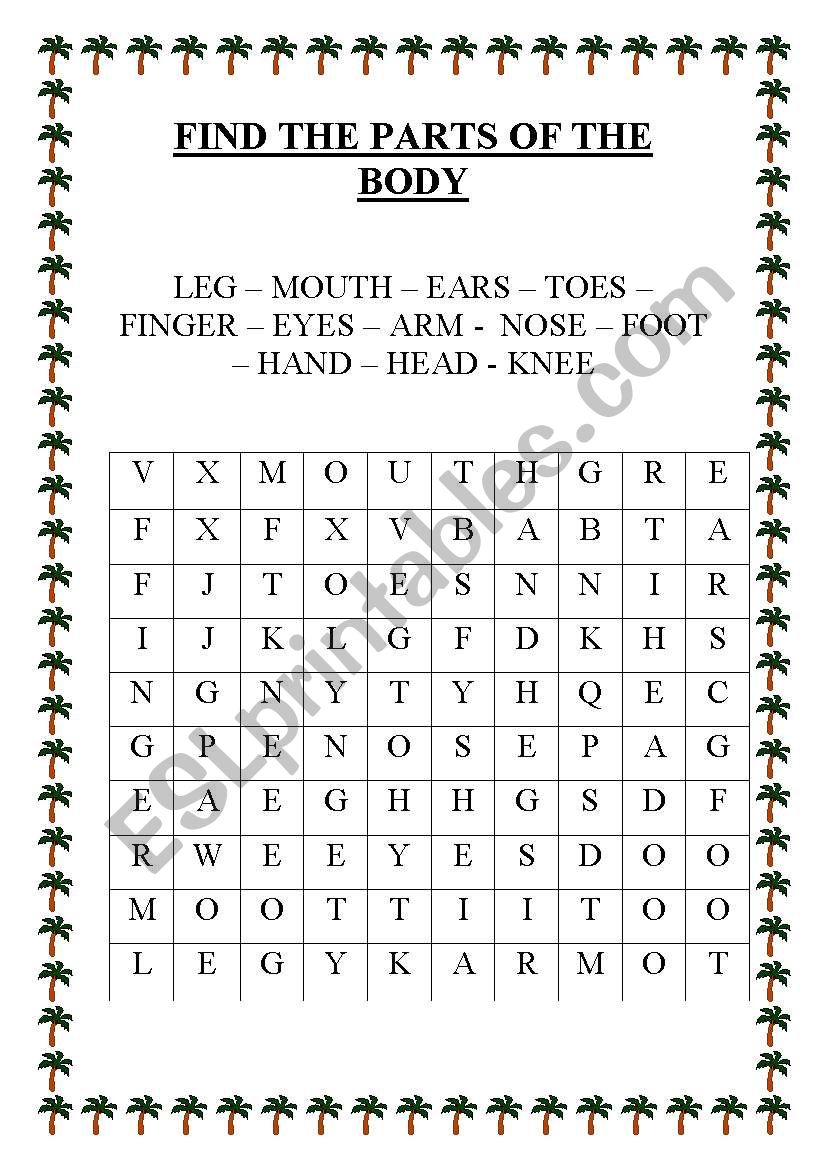 FIND BODY PARTS worksheet