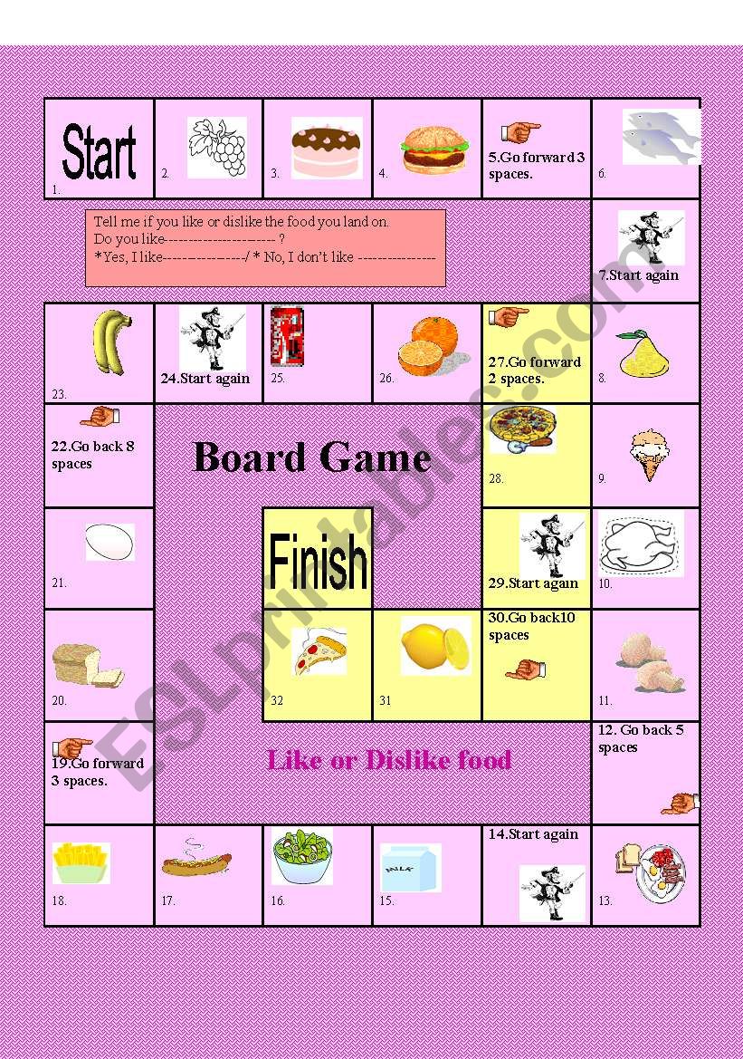 Board game: Like or dislike food