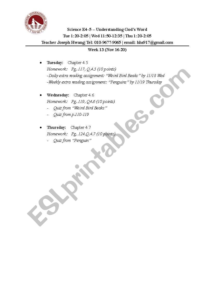 Weekly lesson plan worksheet