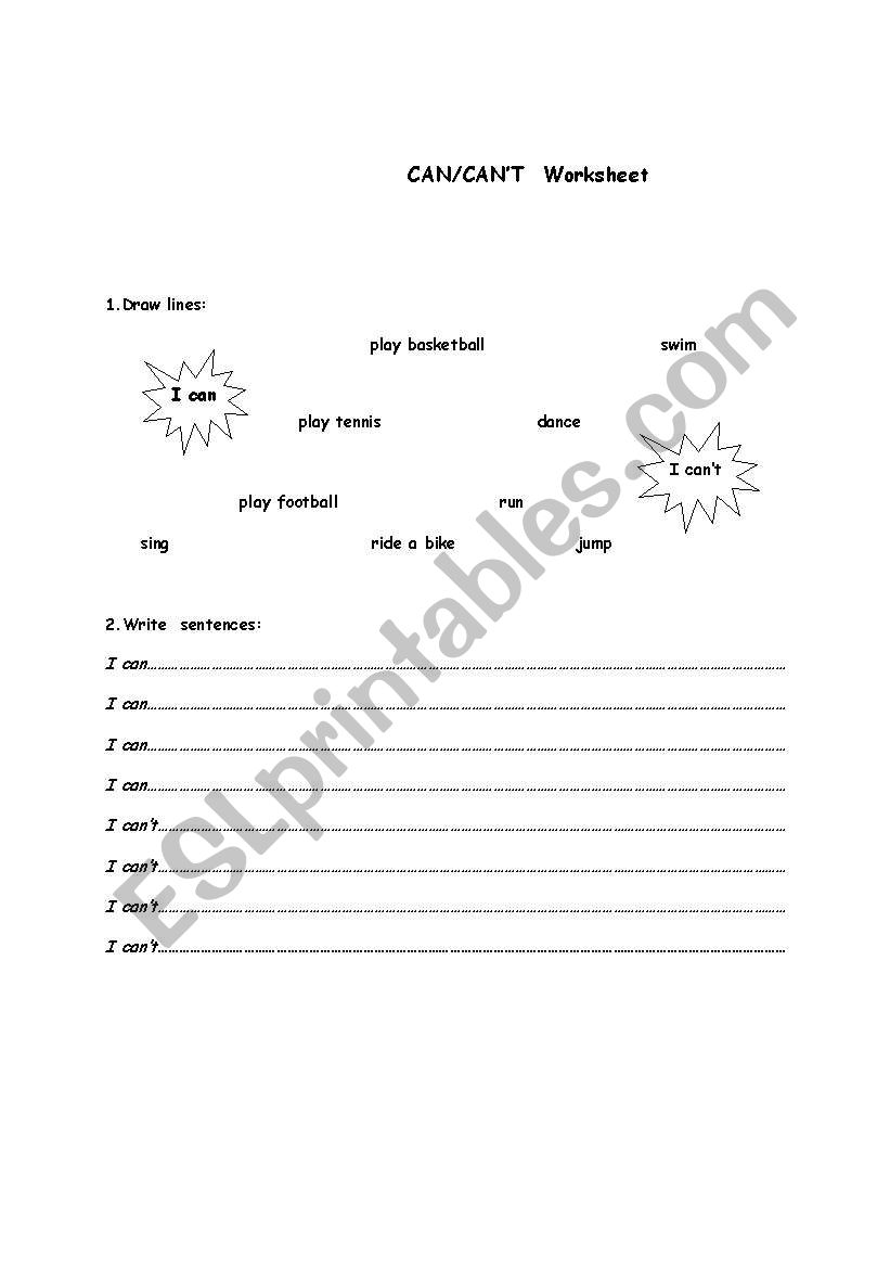 can/cant worksheet