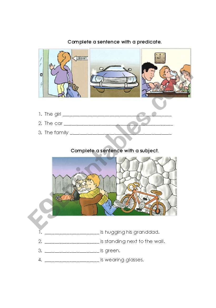 Subject and predicate worksheet