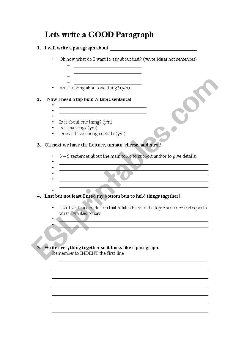 Paragraph Practice worksheet