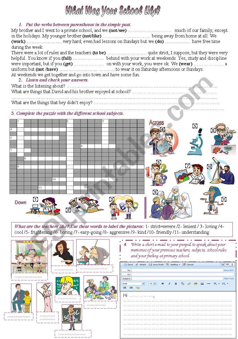 what was your school like? worksheet