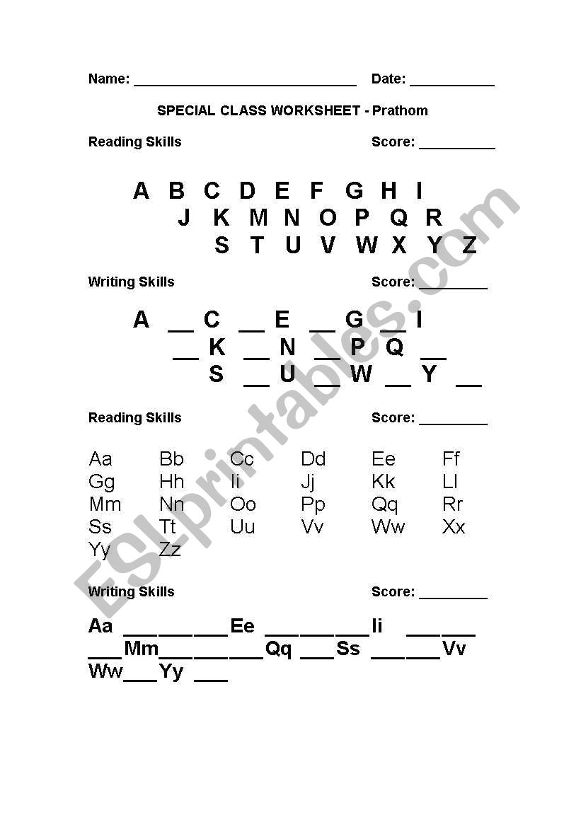 english alphabet worksheet