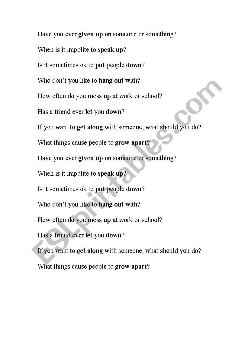 Have you ever.... worksheet