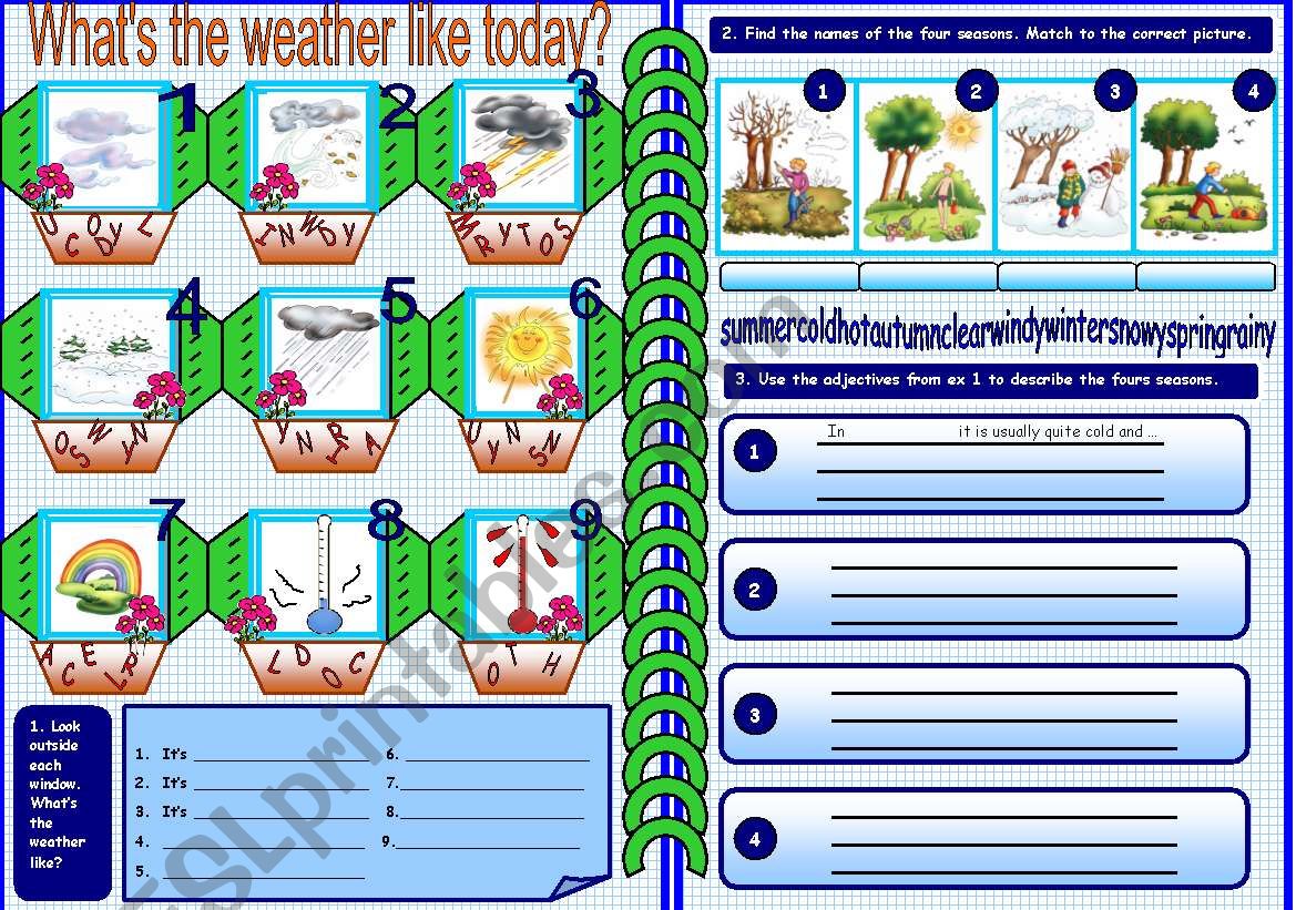 weather and seasons 1 worksheet