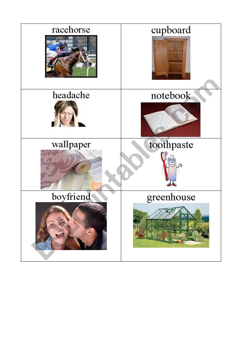 Compound Noun flashcards with pictures 1