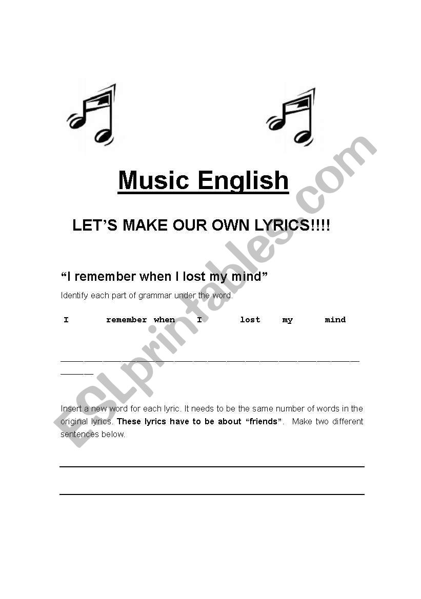 Music English Project - music lyric making