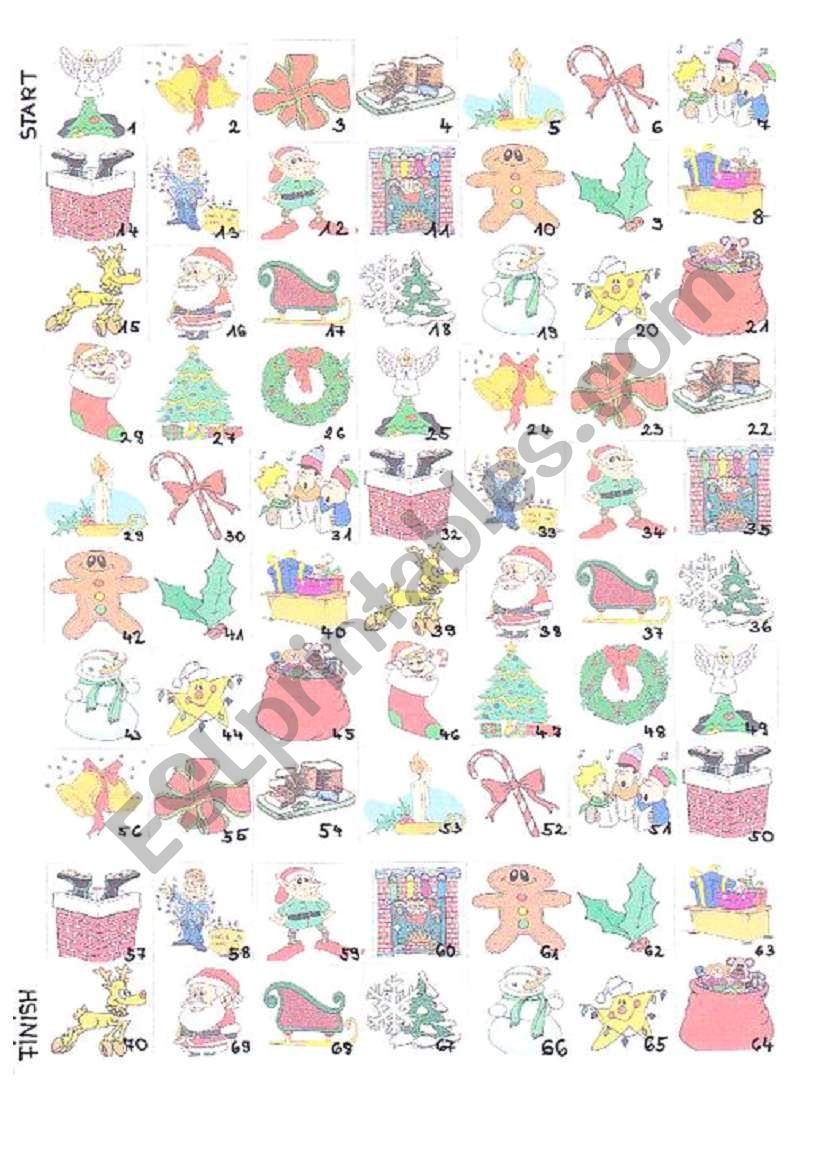 Christmas board game worksheet