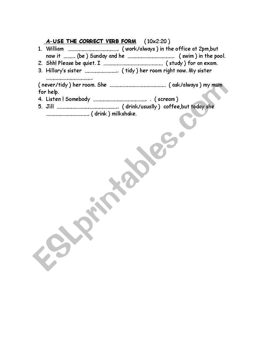 verbs worksheet