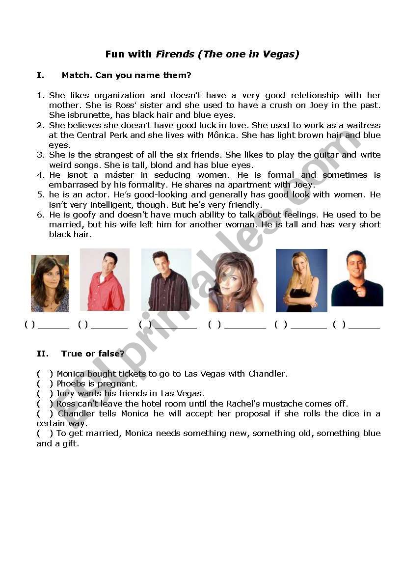 Friends - The one in Vegas worksheet