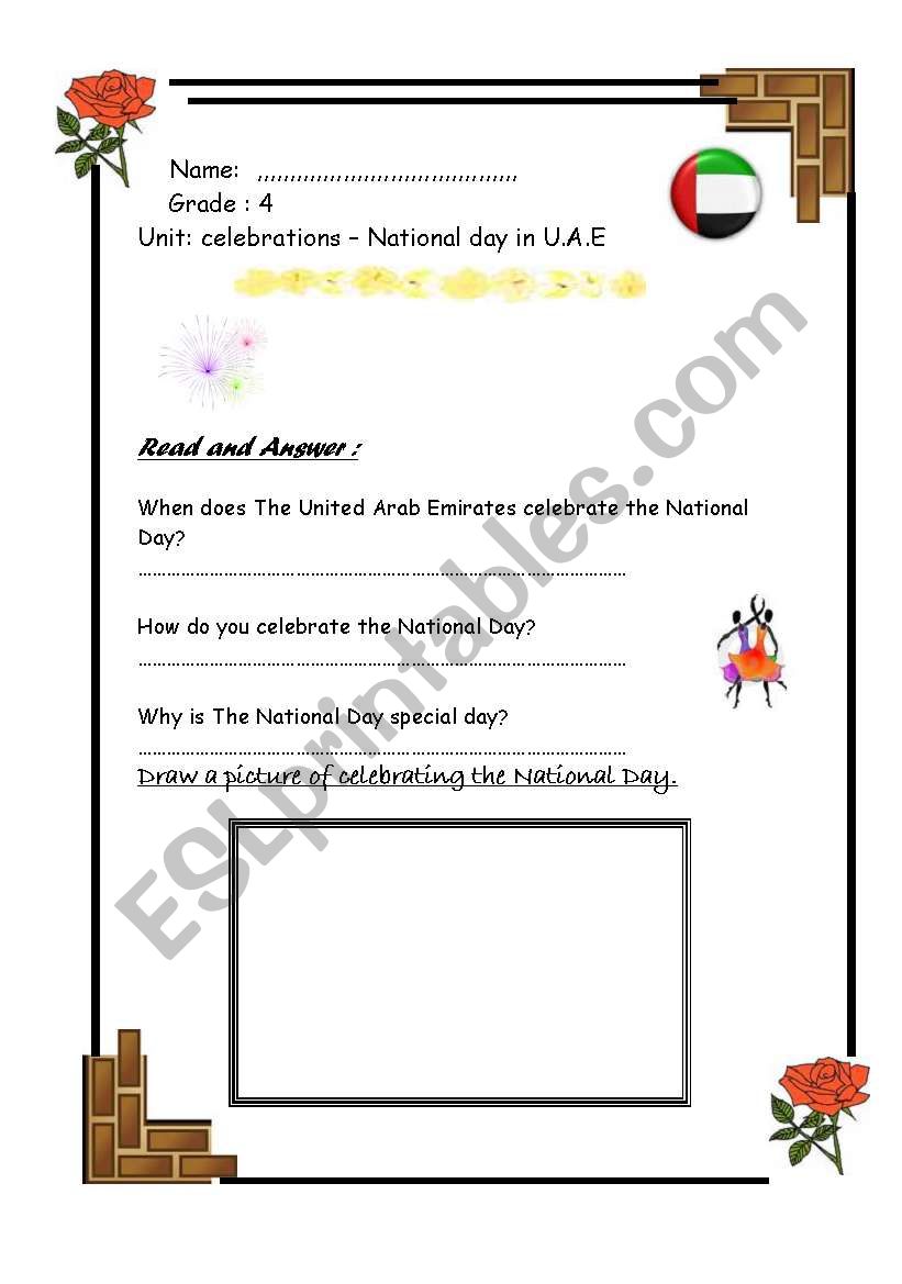 National Day in U.A.E worksheet